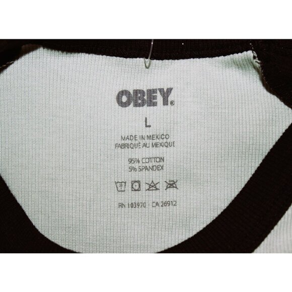 nwt OBEY Services Graphic Stevie Baby Tee in Surf Spray - Size L - Picture 6 of 14